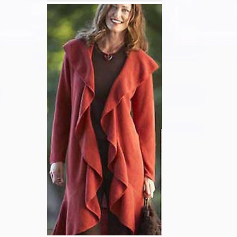 Beyond Threads Ruffle Duster Sweater Jacket - image 1